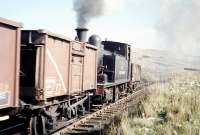 Scene at Waterside in June 1968 with no. 17 climbing up to the pits with empties. Note the minfits (brown painted as opposed to the unfitted grey) next to the loco - which was not vacuum fitted anyway. <br><br>[Colin Miller /06/1968]