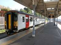 The 11.16 Abellio Greater Anglia arrival from Lowestoft stands at Norwich platform 6 on 27 September 2013.<br><br>[Bruce McCartney 27/09/2013]