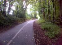 This delightful trackbed path runs from an entrance just below Lancaster station to the site of Green Ayre station. Photographed in July 2013 looking north and slightly east. [see image 31938]<br><br>[Ken Strachan 29/07/2013]