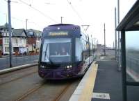 Blackpool Flexity tram 016 photographed on 23 September at the Cabin tramstop.<br><br>[Veronica Clibbery 23/09/2013]