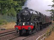 Empty stock from the previous days Ryder Cup special is returned from Thornton Yard to Carnforth behind 46115 <I>Scots Guardsman</I> nearing Dalgety Bay on 24 September.<br><br>[Bill Roberton 24/09/2013]