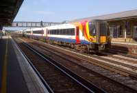 Ten cars of South West Trains class 444 stock head South at Eastleigh on the through lines in August 2013.<br><br>[Ken Strachan 01/08/2013]