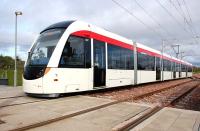 Tram 276 at Edinburgh Park on 8 October 2013. Photographed shortly after arrival from Gogar depot.<br><br>[Bill Roberton 09/10/2013]