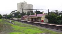 General view of Williamstown station on 1 June 2009; the line becomes double just beyond the bridge and remains so up to the junction at Newport where Victorian Railways has its main workshops. [See image 26322] <br><br>[Colin Miller 01/06/2009]