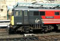 Virgin liveried 87020 <I>North Briton</I> stands at the north end of Carlisle in May 2003 shortly after bringing in a terminating service from London Euston.<br><br>[John Furnevel 13/05/2003]