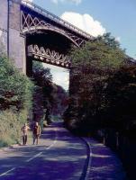 The railway bridge at Millers Dale, Derbyshire, seen from the road in September 1963. [See image 44309]<br><br>[John Thorn /09/1963]