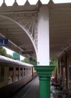 Artistry in cast iron at Sible and Castle Hedingham in July 2013. This is the 'Halstead' side of the station. [see image 44707]<br><br>[Ken Strachan 20/07/2013]