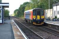 East Midlands 153321 arrives at Market Rasen station from the south on 10 October 2013 heading for Grimsby. This is the only station still open between Lincoln and Barnetby.<br><br>[John McIntyre 10/10/2013]