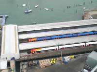 Looking over the terminus at Portsmouth Harbour on 18 October from the 2nd floor of the Spinnaker Tower.<br><br>[Peter Todd 18/10/2013]