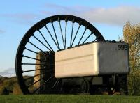 A winding wheel and hutch form a memorial to Bowhill Colliery, Cardenden, Fife.�<br><br>[Bill Roberton 23/10/2013]