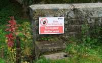 <I>'We've got what...?'</I> Sign on the Red Bridge, Galashiels, 24 October 2013.  <br><br>[John Furnevel /10/2013]