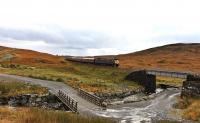 Class 47 No.47760 aproaching the bridge over the Allt Luib Ruairidhnorth of Corrouron 26 October with the northbound SRPS Railtour from Polmont to Fort William.<br><br>[John Gray 26/10/2013]