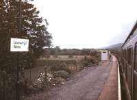 Platform scene at Llanwrtyd Wells on the Central Wales Line in September 1987.<br><br>[Ian Dinmore /09/1987]