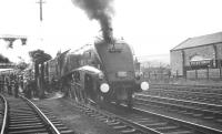 A4 60019 <I>Bittern</I> photographed during the stop at Perth on 3 September 1966 with the last BR scheduled Glasgow - Aberdeen steam hauled passenger working.<br><br>[K A Gray 03/09/1966]