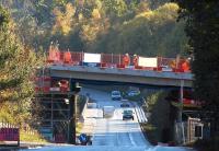 Gore Glen bridge over the A7. View south on 10 November 2013.<br><br>[Bill Roberton 10/11/2013]