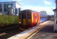 Platform 3 at Loughborough is a recent addition, and not particularly photogenic. Nonetheless, unit 156405 strikes a pose with a Lincoln service [see image 45162] on 25 October. That's the Brush works in the background.<br><br>[Ken Strachan 25/10/2013]