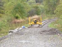 Llangollen Railway Corwen extension mid point railhead at Bonwm on 4 November. Tracklaying is now completed from Carrog, although still to be ballasted and levelled. Tracklaying is also taking place from Corwen to Bonwm.<br><br>[David Pesterfield 04/11/2013]