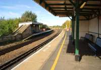 Looking north at Gainsborough Lea Road station from the Lincoln (up) platform on 6 October 2013. Around the curve the line joins that from Barnetby at Trent Junction. It then crosses the river and splits, with routes to Retford and Doncaster.<br><br>[John McIntyre 06/10/2013]