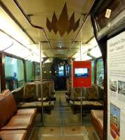 The lower deck of Coronation Tram 1173 in Glasgow's Riverside Museum in August 2013 [see image 45352]. Beautifully restored - it even seems to have the distinctive smell of the originals.<br><br>[Colin Miller 11/08/2013]
