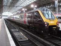 A release road still exists on platform 5 at Manchester Piccadilly, as seen in this view of Cross Country 220005 about to leave platform 6 for Bristol Temple Meads on 26 November.<br><br>[David Pesterfield 26/11/2013]