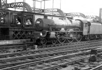 Jubilee 45717 <I>Dauntless</I> off Liverpool Bank Hall shed runs into Glasgow Central in August 1962 with a summer special from the south. <br><br>[Colin Miller /08/1962]