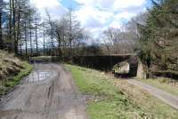 Looking west towards the site of Countess Park station, the temporary terminus of the Border Counties Railway from 1860 to 1861. Located just over a mile south of the village of Redesmouth, Countess Park consisted of a run-round loop and temporary platform. It closed when the line was extended north in February 1861.<br><br>[Ewan Crawford 30/04/2013]