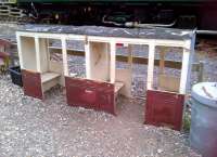 This grounded coach body (I believe CVMR stands for Colne Valley Miniature Railway) serves as a compact waiting shelter at Sible and Castle Hedingham. Notice the platform support construction in the left background.<br><br>[Ken Strachan 20/07/2013]