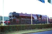 6233 <I>Duchess of Sutherland</I> on display at Butlins Camp, Heads of Ayr, in August 1965. <br><br>[G W Robin 08/08/1965]