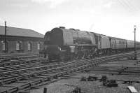 46241 <I>City of Edinburgh</I> drifts into Carlisle from the south on 1 June 1963 at the head of the 9.15am ex-Crewe.<br><br>[K A Gray 01/06/1963]