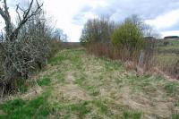 Located between Bellingham and Tarset, Charlton was the temporary terminus of the Border Counties Railway from 1861 to 1862. The terminus, consisting of a small timber platform and shelter, was located just south of Charlton House and remained marked on OS maps for some time after closure. This view looks west over the site in April 2013, from what would have been the platform end.<br><br>[Ewan Crawford 30/04/2013]