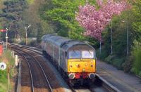 DRS 47818 at the head of a Norwich - Great Yarmouth service arriving at Brundall, Norfolk, in July 2011 during a DMU shortage. DRS 47813 is bringing up the rear of the train. <br><br>[Ian Dinmore 13/07/2011]