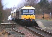47643 brings up the rear of the SRPS 13.30 Bo'ness - <i>North Pole</i> service on 16 December, with 246<I>Morayshire</I>drawing away from the Kinneil stop.<br><br>[Bill Roberton 16/12/2013]
