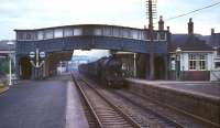 B1 61099 hurries through Dunblane station on 27 July 1965 with a southbound freight.<br><br>[G W Robin 27/07/1965]