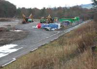 The Borders Railway works area at Tweedbank on 26 December 2013 with construction activities temporarily suspended over the Christmas holiday period.<br><br>[John Furnevel 26/12/2013]