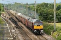 Smartly turned out WCRC Brush Type 4 brings a <I>Statesman</I> charter south over the old layout at Balshaw Lane Junction on 4 August 2012.A year later and the layout had changed with the complete replacement of the junction. [See image 43861] taken from the same viewpoint during the engineering possession.<br><br>[John McIntyre 04/08/2012]