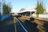 Platform scene at Broadstairs, Kent, looking north on 26 December, with rusty rails providing a clue as to the level of service that should be expected on Boxing Day 2013. [Ref query 37673]<br><br>[John McIntyre 26/12/2013]