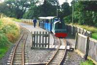 Home-built diesel <I>Clive</I> recently arrived with a train at Etal on the Heatherslaw Light Railway in October 2001.<br><br>[Colin Miller 01/10/2001]