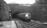 A Helensburgh train approaching Glasgow Queen Street Low Level station in 1960, during the early days of the new electric services.<br><br>[David Stewart //1960]