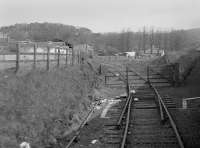 The former Co-op siding at Markinch, seen from a passing Inverness-bound train in May 1985. [See image 35591]<br><br>[Bill Roberton /05/1985]