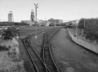 View north from the headshunt of Bilston Glen Colliery, Loanhead, in November 1986.<br><br>[Bill Roberton 21/11/1986]