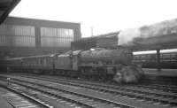 Jubilee 45626 <I>Seychelles</I> stands ready to leave platform 4 at Carlisle on the last day of July 1965. The Holbeck locomotive is about to take out the 9.50am Edinburgh Waverley - Nottingham Midland.<br><br>[K A Gray 31/07/1965]