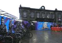 The mural at Haymarket station on 15 January 2014, now relocated to the front of the 1842 building for the duration of its refurbishment. <br><br>[John Yellowlees 15/01/2014]