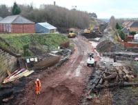 Work in progress at the Borders Railway station site at Newtongrange on 17 January 2014.<br><br>[John Furnevel 17/01/2014]