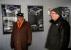 Posters in the waiting room at Dalwhinnie, prepared for the HML 150th anniversary by local graphic designer Jules Akel, seen left alongside Angus Munday, husband of station adopter Deborah [see image 44409].<br><br>[John Yellowlees 17/12/2013]