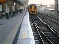 A distinct curve inward can be seen on platform 3 at Chester Station, at a position where points are located to access the western end of the platform from the centre road. It would appear to be a remedy to overcome a minor clearance issue.<br><br>[David Pesterfield 09/01/2014]