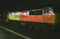 Colas Rail Freight 56105 prepares to restart the 6M65 Grangemouth - Sinfin fuel tanks from Carlisle in the early hours of 17 October 2013<br><br>[Ken Browne 17/10/2013]