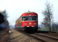 A DB class 624 3 car DMU heading south between Meppen and Lingen in April 1976.<br><br>[John McIntyre /04/1976]