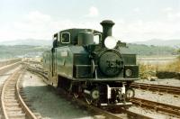 Double Fairlie <I>Earl of Merioneth</I> at Porthmadog in July 1981.<br><br>[Colin Miller /07/1981]