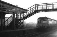 An Aberdeen bound Swindon Class 120 DMU about to pass through the platforms of the closed Kittybrewster station on an overcast morning in November 1972. [Ref query 15237]<br><br>[John McIntyre /11/1972]