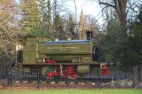 Andrew Barclay 0-4-0ST 1996 of 1934 back on display at Pittencrieff Park, Dunfermline on 2 February 2014, having been refurbished by the Shed 47 Group at Lathalmond. [See image 36789]<br><br>[Bill Roberton 02/02/2014]